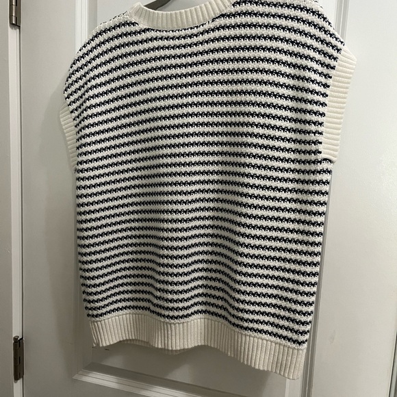 Striped blue and White Knit Sweater Vest - Picture 2 of 4